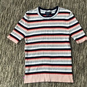 Short Sleeved Striped Sweater